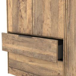 Osaka Tall Triple 2 Drawer Wardrobe In Vintage Oak (Ready Assembled) - thumbnail 7