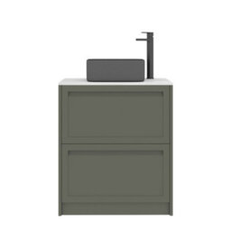 Royal Bathrooms Royal Bathroom Elmore 700mm Matt Green Freestanding Countertop Bathroom Vanity Unit 2 Drawer With Art Square Basin - thumbnail 7