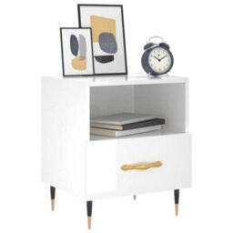 Berkfield Bedside Cabinet High Gloss White 40X35X47.5 Cm Engineered Wood - thumbnail 8