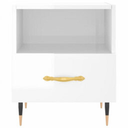 Berkfield Bedside Cabinet High Gloss White 40X35X47.5 Cm Engineered Wood - thumbnail 4