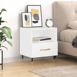 Berkfield Bedside Cabinet High Gloss White 40X35X47.5 Cm Engineered Wood - thumbnail 1
