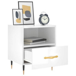 Berkfield Bedside Cabinet High Gloss White 40X35X47.5 Cm Engineered Wood - thumbnail 7