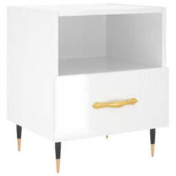 Berkfield Bedside Cabinet High Gloss White 40X35X47.5 Cm Engineered Wood - thumbnail 2