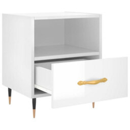 Berkfield Bedside Cabinet High Gloss White 40X35X47.5 Cm Engineered Wood - thumbnail 3