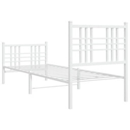 Berkfield Metal Bed Frame Without Mattress With Footboard White 80X200Cm - thumbnail 6