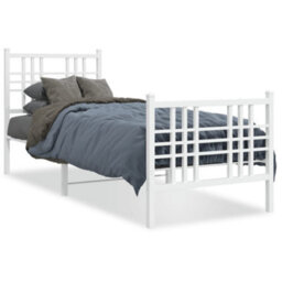 Berkfield Metal Bed Frame Without Mattress With Footboard White 80X200Cm - thumbnail 2