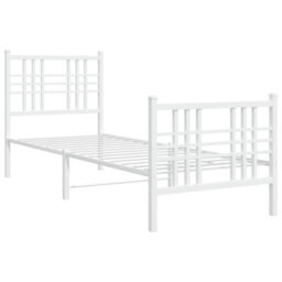 Berkfield Metal Bed Frame Without Mattress With Footboard White 80X200Cm - thumbnail 3