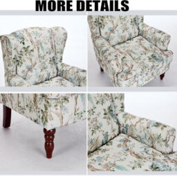 Wingback Armchair, Bird Pattern Retro Accent Chair Soft Padded Fabric Lounge Padded Sofa Chair, Retro Vantage Leisure Chair - thumbnail 7