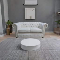 Chesterfield 2 Seater Sofa Settee Pimlico Oyster Real Fabric In Classic Style - thumbnail 2