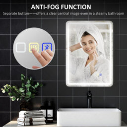 Homcom 600 X 800 mm Illuminated Bathroom Mirror With Bluetooth Clock Silver - thumbnail 7