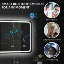 Homcom 600 X 800 mm Illuminated Bathroom Mirror With Bluetooth Clock Silver - thumbnail 5