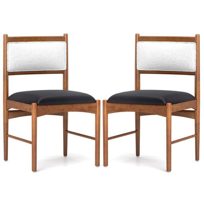 Gainoom Wooden Brown Dining Chair Set Of 2 Upholstered Kitchen Chairs - image 1