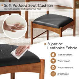 Gainoom Wooden Brown Dining Chair Set Of 2 Upholstered Kitchen Chairs - thumbnail 4