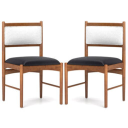 Gainoom Wooden Brown Dining Chair Set Of 2 Upholstered Kitchen Chairs - thumbnail 1