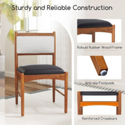 Gainoom Wooden Brown Dining Chair Set Of 2 Upholstered Kitchen Chairs - thumbnail 7