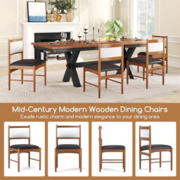 Gainoom Wooden Brown Dining Chair Set Of 2 Upholstered Kitchen Chairs - thumbnail 3