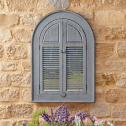 Smart Garden Louvre Grey Arched Shutter Window Wall Mirror Garden Outdoor Indoor - thumbnail 3