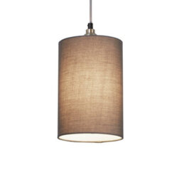Lighting Collection Tall Form Luxe Fabric Cylinder Pendant Shade - thumbnail 2