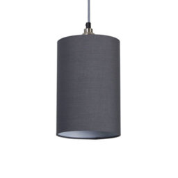 Lighting Collection Tall Form Luxe Fabric Cylinder Pendant Shade - thumbnail 3