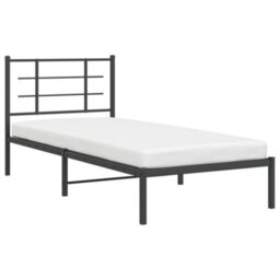 Berkfield Metal Bed Frame Without Mattress With Headboard Black 90X200Cm - thumbnail 4