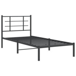 Berkfield Metal Bed Frame Without Mattress With Headboard Black 90X200Cm - thumbnail 3