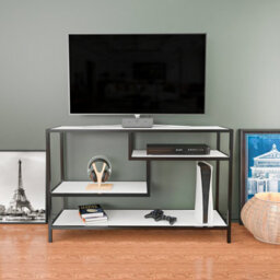 Decorotika Robins Tv Stand Tv Unit Tv Cabinet For Tvs Up To 55 Inches Black And White