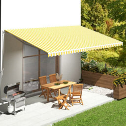 Berkfield Replacement Fabric For Awning Yellow And White 6X3.5 M