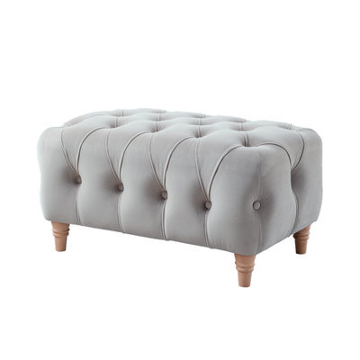 Furnishings For Less UK Elsie Velvet Chesterfield Plush Velvet Chalk Footstool - image 1