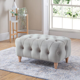 Furnishings For Less UK Elsie Velvet Chesterfield Plush Velvet Chalk Footstool - thumbnail 2