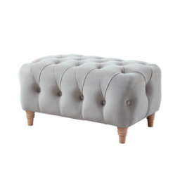 Furnishings For Less UK Elsie Velvet Chesterfield Plush Velvet Chalk Footstool