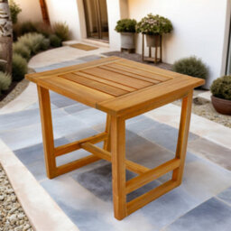 Abrihome Solid Wood Side Table - Outdoor Garden End Table - Teak Finish - 50X50X50 Cm - thumbnail 2