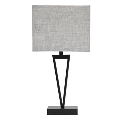 Lighting Supermarket V Design Modern Black Slimline Table Lamp With Grey Linen Shade - image 1
