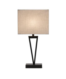 Lighting Supermarket V Design Modern Black Slimline Table Lamp With Grey Linen Shade - thumbnail 2