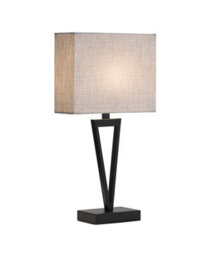 Lighting Supermarket V Design Modern Black Slimline Table Lamp With Grey Linen Shade - thumbnail 3