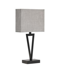 Lighting Supermarket V Design Modern Black Slimline Table Lamp With Grey Linen Shade - thumbnail 4