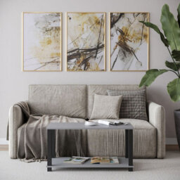 Urbn-Living Urbnliving 80Cm Width Grey With Black Legs 2 Tier Coffee Side Table With Shelf Tv Stand - thumbnail 1