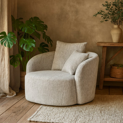 Wyld Haus Norwalk Minimalist White Upholstered Swivel Accent Armchair - image 1
