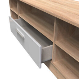 Trent Wide Open Tv Unit In Grey & Bardolino Oak (Ready Assembled) - thumbnail 5
