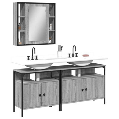 Berkfield 3 Piece Bathroom Cabinet Set Grey Sonoma Engineered Wood - image 1