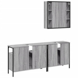 Berkfield 3 Piece Bathroom Cabinet Set Grey Sonoma Engineered Wood - thumbnail 8