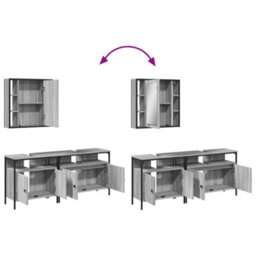 Berkfield 3 Piece Bathroom Cabinet Set Grey Sonoma Engineered Wood - thumbnail 9