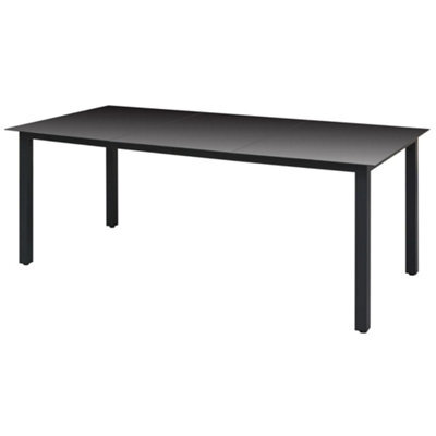 Berkfield Garden Table Black 190X90X74 Cm Aluminium And Glass - image 1