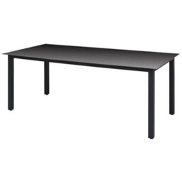 Berkfield Garden Table Black 190X90X74 Cm Aluminium And Glass - thumbnail 1