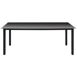 Berkfield Garden Table Black 190X90X74 Cm Aluminium And Glass - thumbnail 2