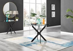 Furniturebox Uk Novara Black Leg Round Glass Dining Table & 4 Cappuccino Corona Silver Chairs - thumbnail 6