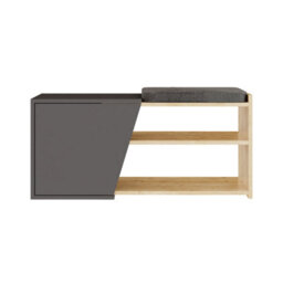Decortie Modern Fiona Shoe Bench With Storage Space Up To 6 Pair Shoes 104.6(W)Cm Oak, Anthracite Grey - thumbnail 2