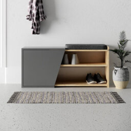Decortie Modern Fiona Shoe Bench With Storage Space Up To 6 Pair Shoes 104.6(W)Cm Oak, Anthracite Grey