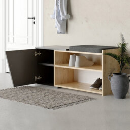 Decortie Modern Fiona Shoe Bench With Storage Space Up To 6 Pair Shoes 104.6(W)Cm Oak, Anthracite Grey - thumbnail 4