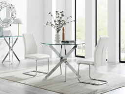 Furniturebox Uk Novara Round Dining Table And 2 White Lorenzo Chairs Set - thumbnail 1