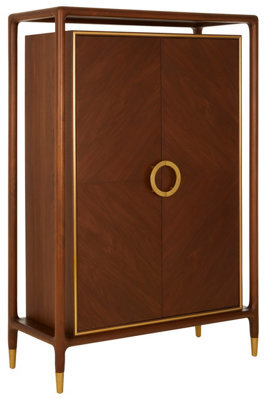 Orsina Brass Finished 2 Door Cabinet,showcase With Shelves,multifunctional Sideboard Cabinet,display Storage Unit - image 1